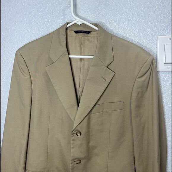 Brook Brothers Men Regent Fit Blazer Beige Jacket Sz 39R, 33W Padded Shoulders - Picture 4 of 15